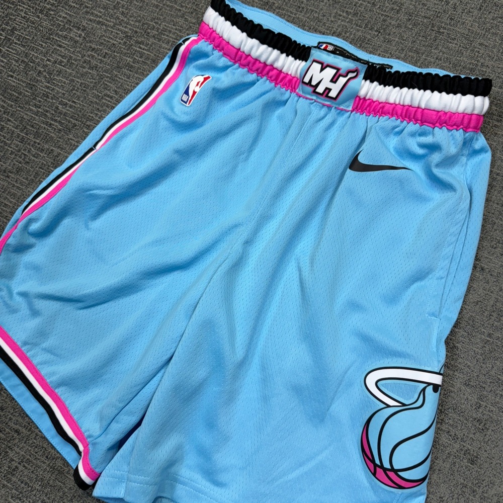 Nike Miami Heat Shorts Men's M Blue City Edition Vice Dri-Fir NBA Basketball